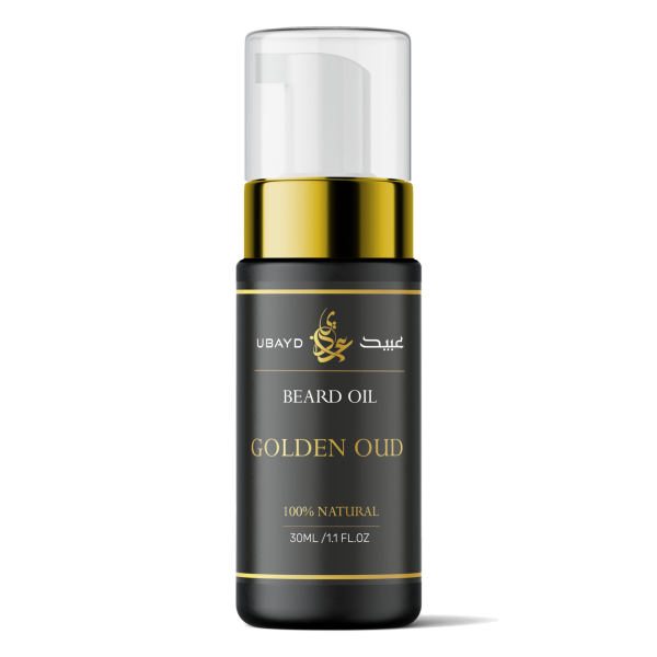 Flacon d’huile à barbe Golden Oud détouré