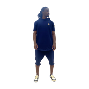 Ensemble Summer Night : haut à capuche manches courtes et short, bleu marine
