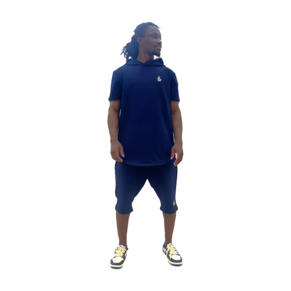 Ensemble Summer Night : haut à capuche manches courtes et short, bleu marine